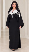 Black contrast embellished bell sleeve maxi dress front view