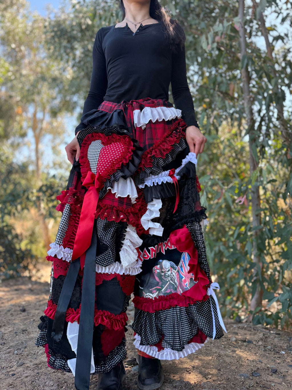 Upcycled Adjustable-Waist Ruffle Pants