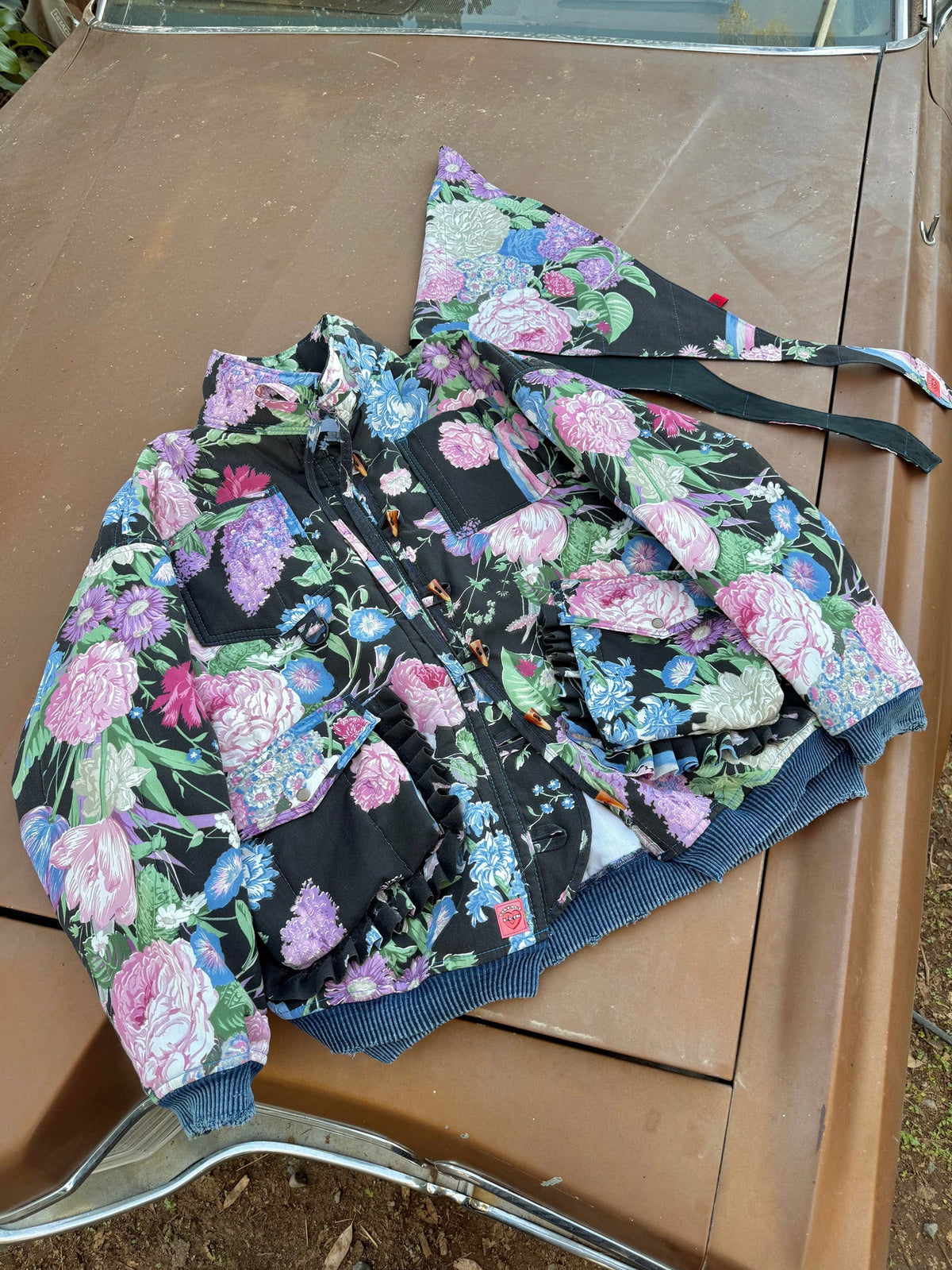 Upcycled Jacket & Headscarf Set